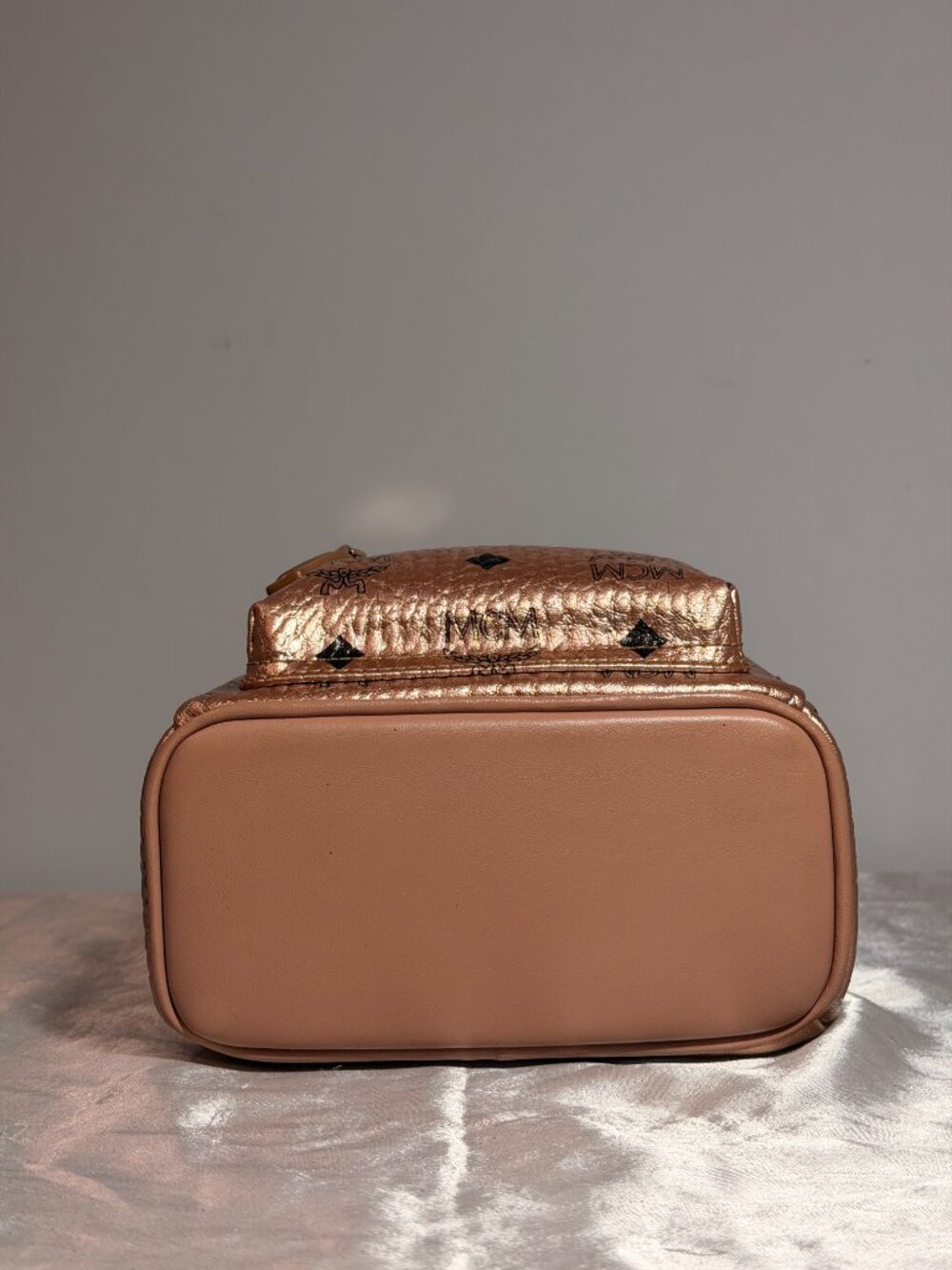 MCM Stark Mini Rose Gold Visetos Studded Backpack - Picture 4 of 12